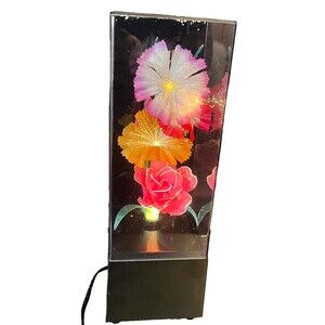Vtg 1984 Fiber Optic Flower Light Lamp Musical Box Color Changing Floral WORKS